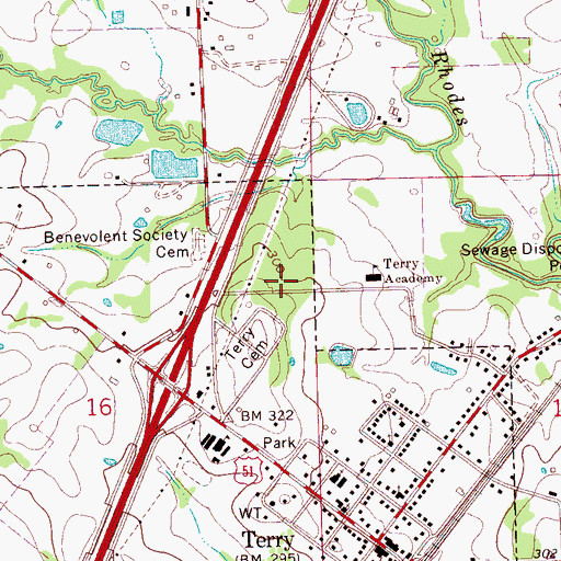 Topographic Map of Town of Terry, MS