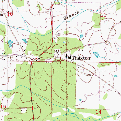 Topographic Map of Town of Thaxton, MS