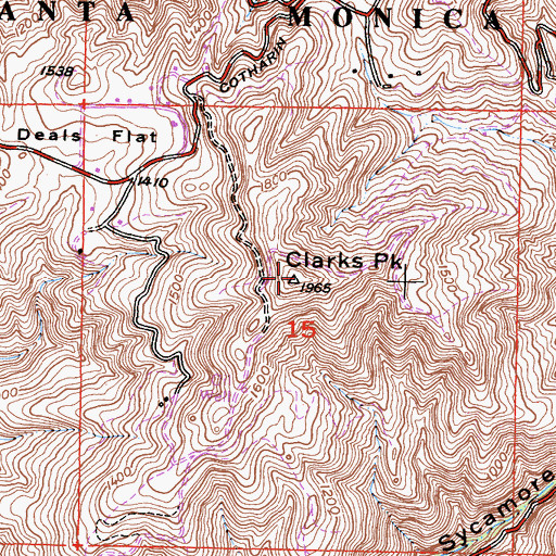 Topographic Map of Clarks Peak, CA
