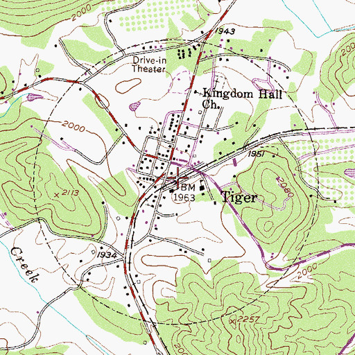 Topographic Map of Town of Tiger, GA