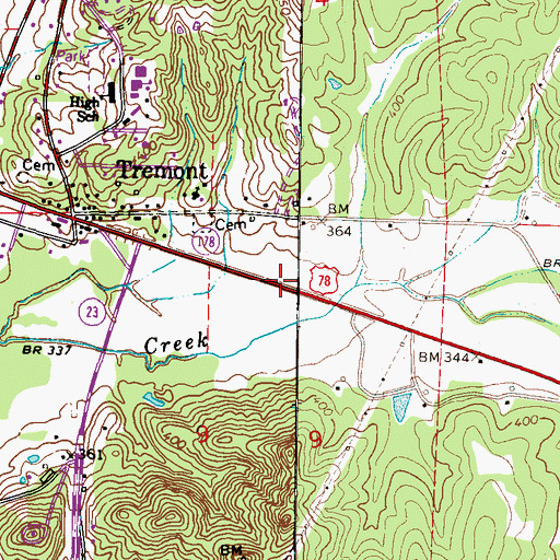 Topographic Map of Town of Tremont, MS