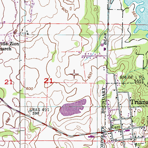 Topographic Map of Town of Triana, AL
