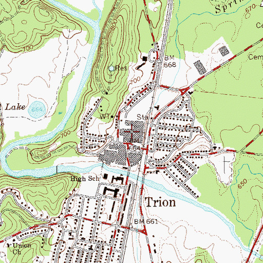 Topographic Map of Town of Trion, GA