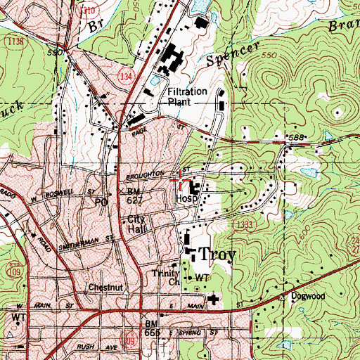 Topographic Map of Town of Troy, NC