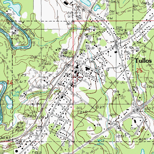 Topographic Map of Town of Tullos, LA