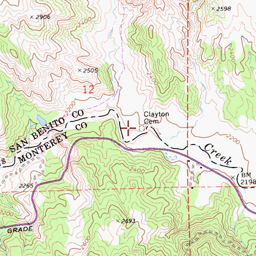 Topographic Map of Clayton Cemetery, CA