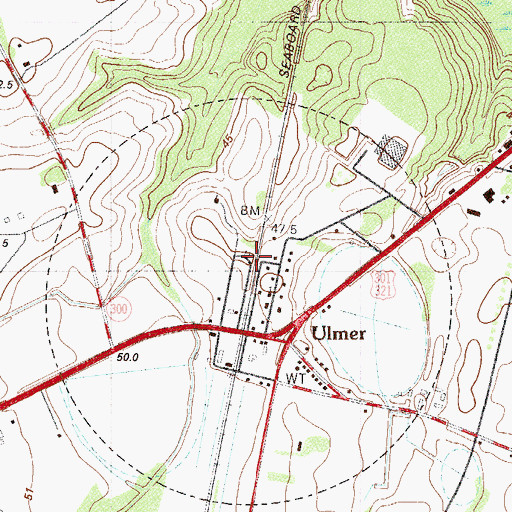 Topographic Map of Town of Ulmer, SC