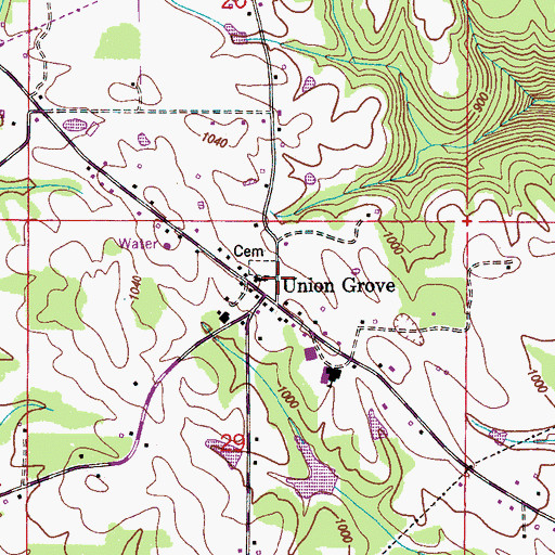 Topographic Map of Town of Union Grove, AL