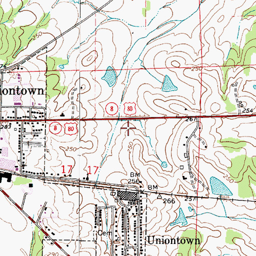 Topographic Map of Town of Uniontown, AL