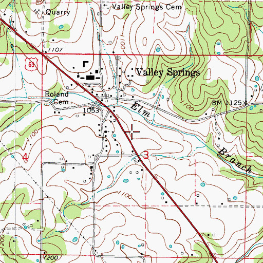 Topographic Map of Town of Valley Springs, AR
