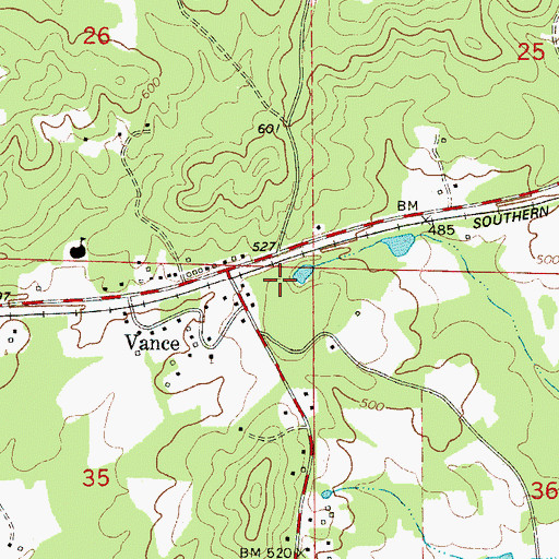 Topographic Map of Town of Vance, AL