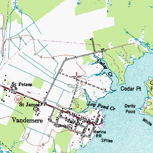 Topographic Map of Town of Vandemere, NC