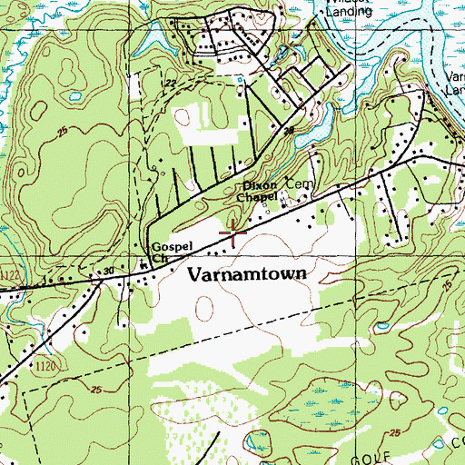 Topographic Map of Town of Varnamtown, NC