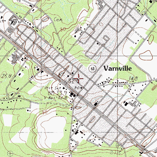 Topographic Map of Town of Varnville, SC