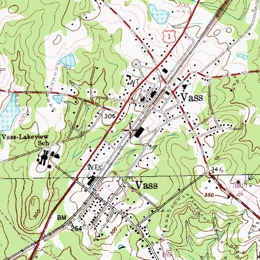 Topographic Map of Town of Vass, NC