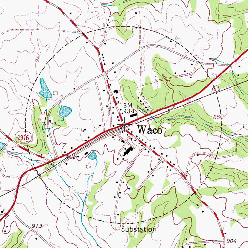 Topographic Map of Town of Waco, NC