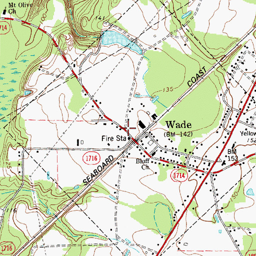 Topographic Map of Town of Wade, NC