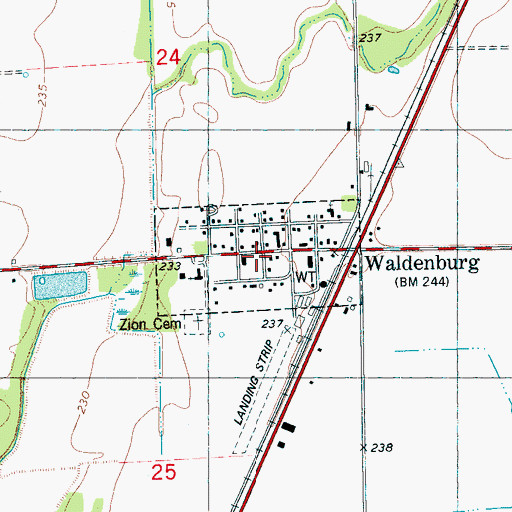Topographic Map of Town of Waldenburg, AR