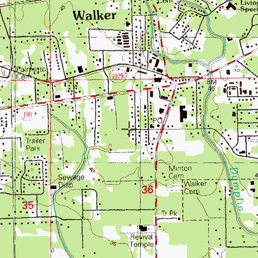 Topographic Map of Town of Walker, LA