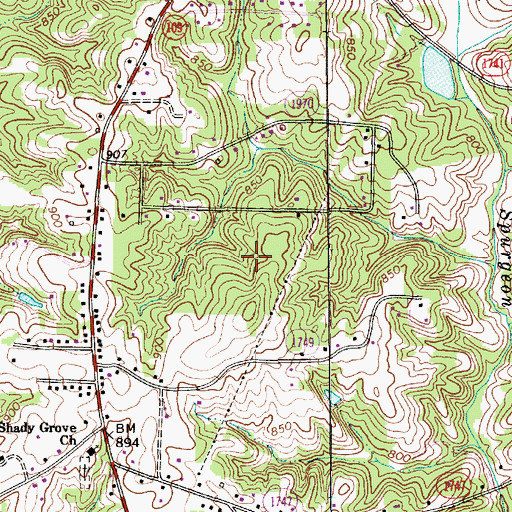Topographic Map of Town of Wallburg, NC