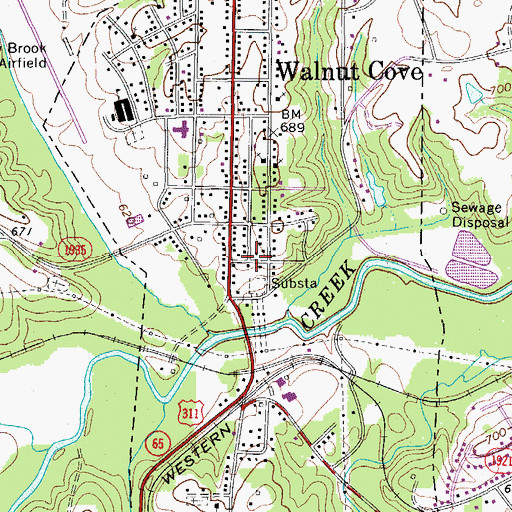 Topographic Map of Town of Walnut Cove, NC