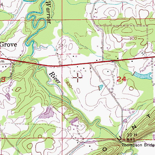 Topographic Map of Town of Walnut Grove, AL