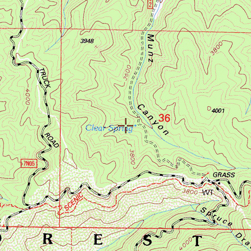 Topographic Map of Clear Spring, CA