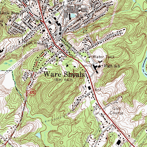 Topographic Map of Town of Ware Shoals, SC