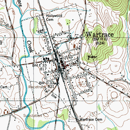 Topographic Map of Town of Wartrace, TN
