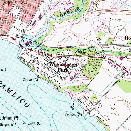 Topographic Map of Town of Washington Park, NC