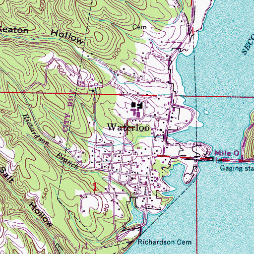 Topographic Map of Town of Waterloo, AL