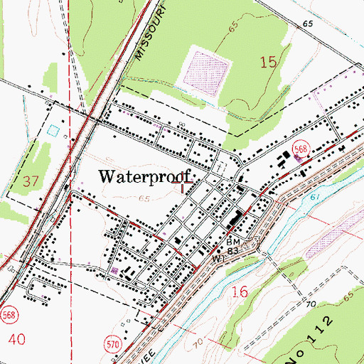 Topographic Map of Town of Waterproof, LA