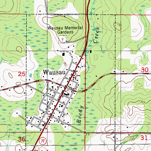 Topographic Map of Town of Wausau, FL