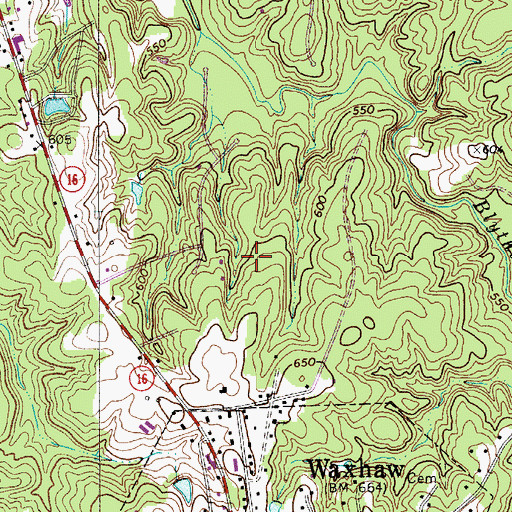 Topographic Map of Town of Waxhaw, NC