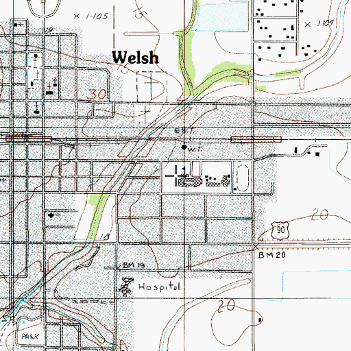 Topographic Map of Town of Welsh, LA