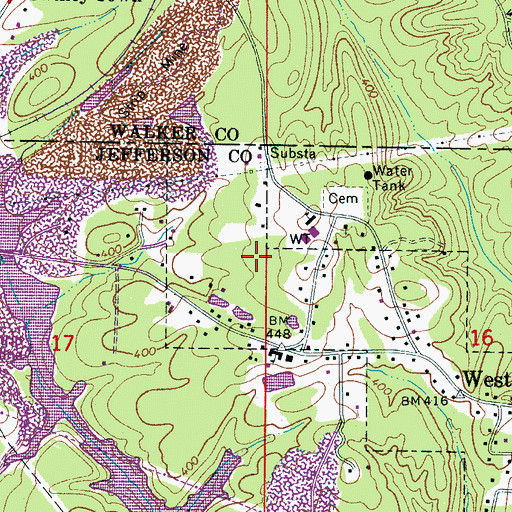 Topographic Map of Town of West Jefferson, AL