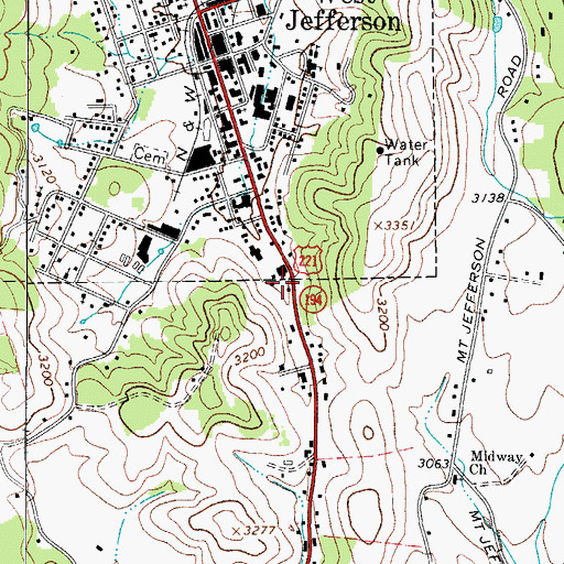 Topographic Map of Town of West Jefferson, NC