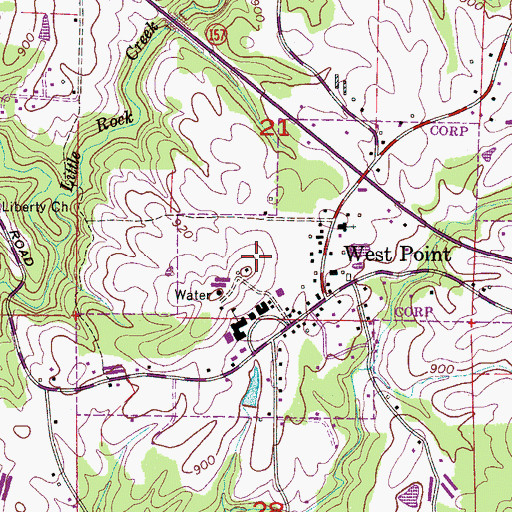 Topographic Map of Town of West Point, AL