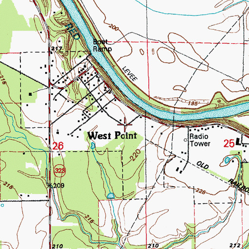 Topographic Map of Town of West Point, AR