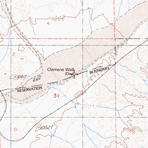 Topographic Map of Clemens Well, CA