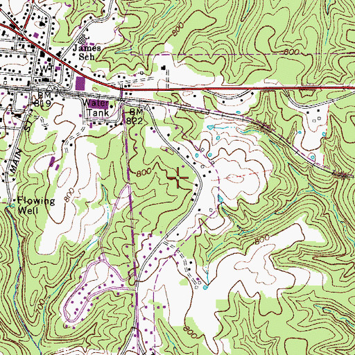 Topographic Map of Town of White Bluff, TN