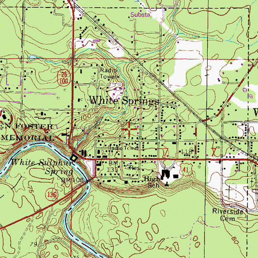 Topographic Map of Town of White Springs, FL