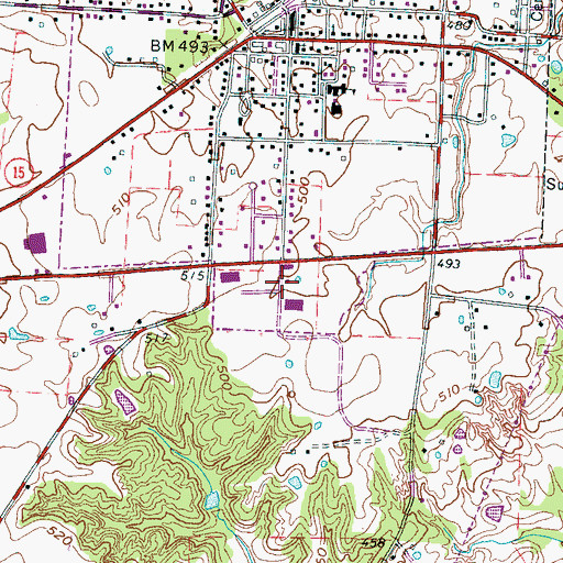 Topographic Map of Town of Whiteville, TN