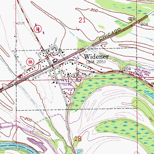 Topographic Map of Town of Widener, AR