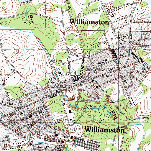 Topographic Map of Town of Williamston, SC