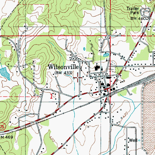 Topographic Map of Town of Wilsonville, AL