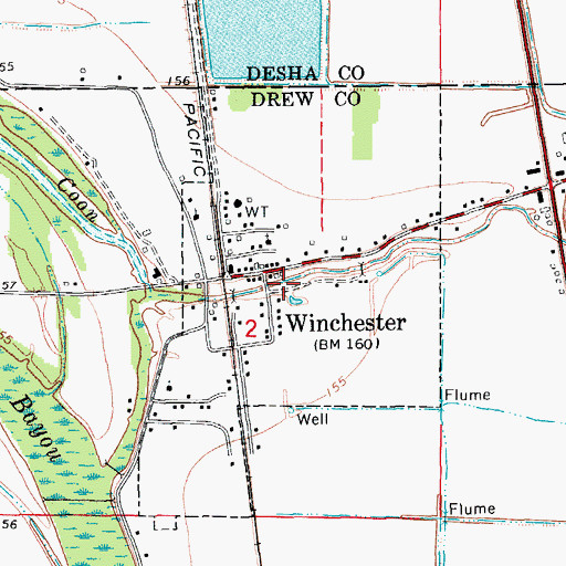Topographic Map of Town of Winchester, AR