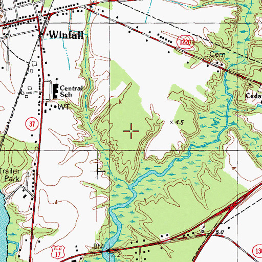 Topographic Map of Town of Winfall, NC