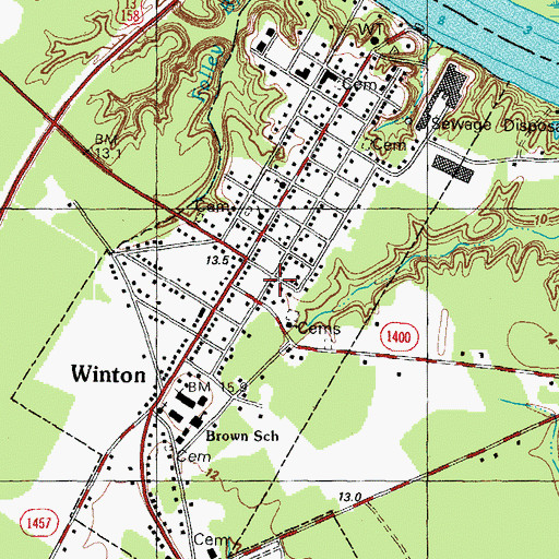 Topographic Map of Town of Winton, NC
