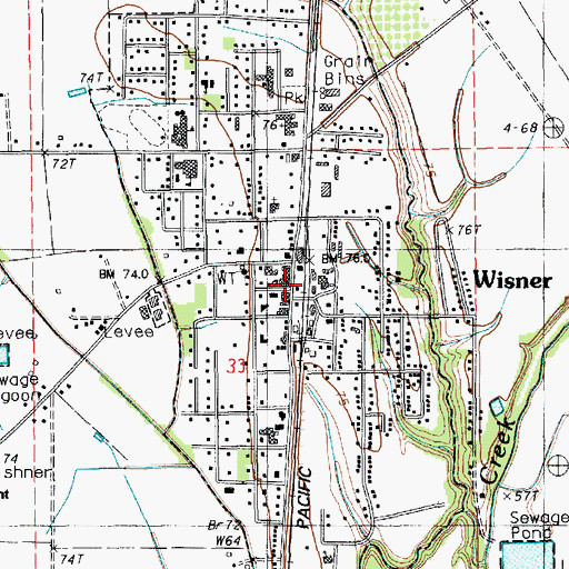 Topographic Map of Town of Wisner, LA